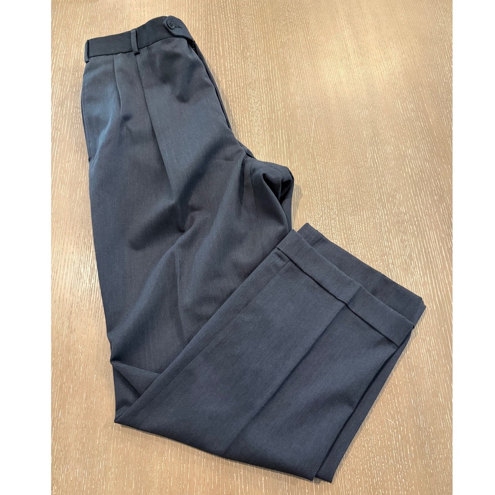 Brooks Brothers 346 Men's 36x32 Charcoal Gray Wool Dress Pants Pleated Cuffed